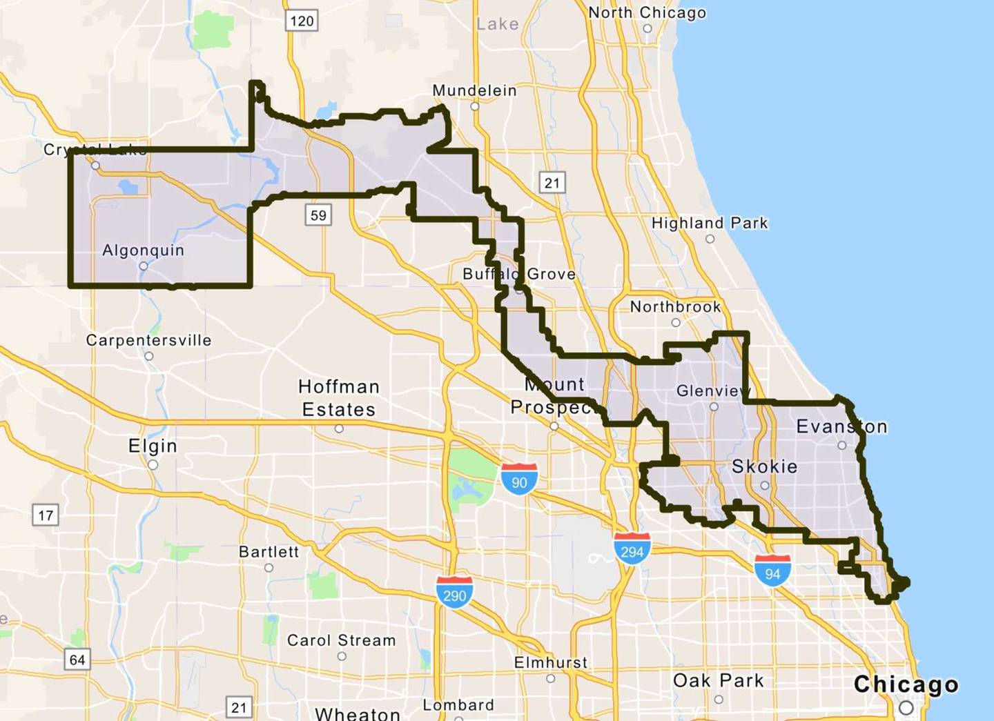 Map of Illinois’ 9th Congressional District.
