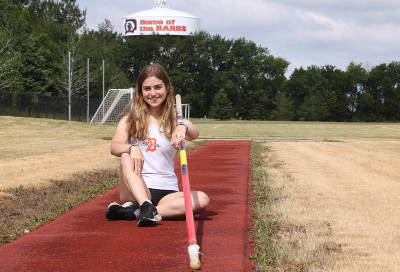 DeKalb High School pole vaulter Joscelyn Dieckman, on the runway at the pole vault pit Tuesday, June 13, 2023, at DeKalb High School.