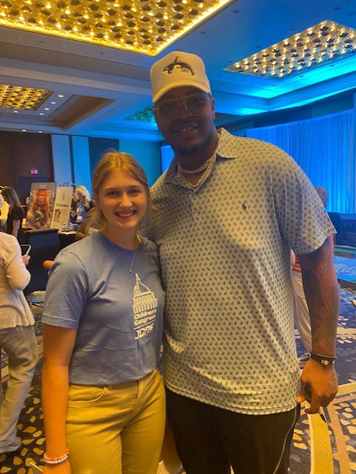 Walnut's Josie Edlefson and NFL Player Orlando Brown Jr. pictured during the JDRF Children's Congress event in Washington D.C.