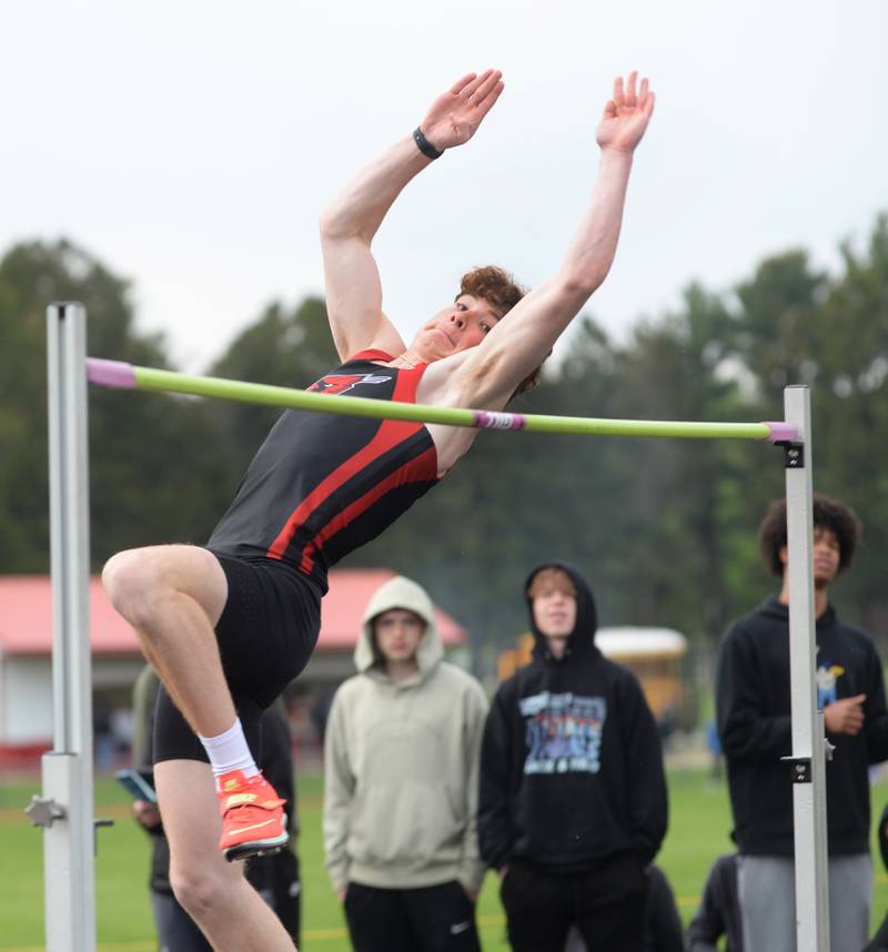 Forreston's Eli Ferris finished second in the high jump at the Oregon Hall of Fame Hawk Classic on Friday, May 2, 2025 at the Landers-Loomis Field in Oregon.