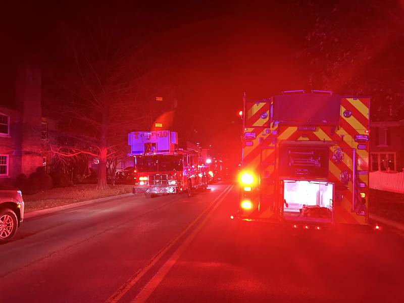 Crews respond to a fire Thursday, Dec. 5, 2024, at 210 N. Brinton Ave. in Dixon.