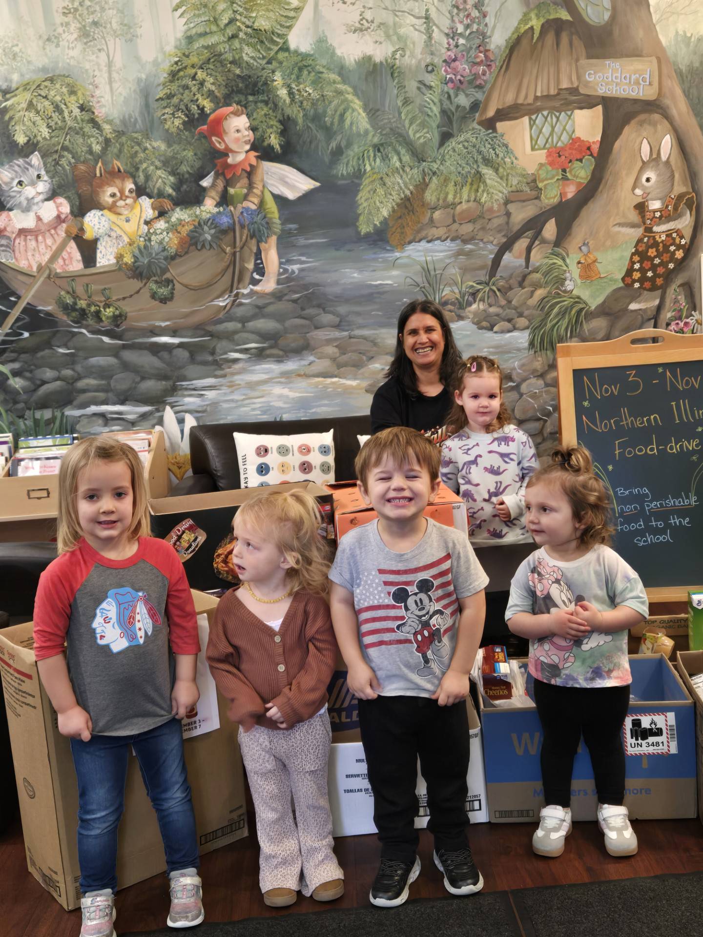 Preschoolers with the Goddard School of Saint Charles in Geneva recently collected hundreds of pounds of food to donate to the Northern Illinois Food Bank ahead of Thanksgiving 2025.