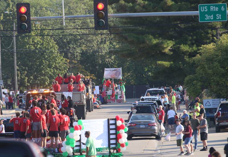 The L-P homecoming parade makes a turn onto Bucklin Street from 3rd Street on Thursday, Oct. 2, 2025 downtown La Salle.