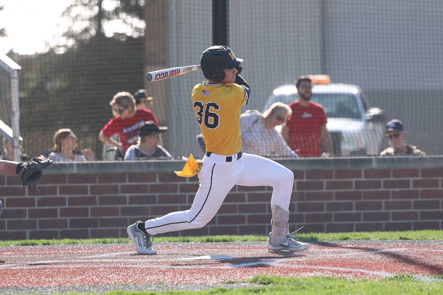 Joliet West’s Jimmy Anderson drives in a run against Joliet Central on Monday, April 15, 2024.