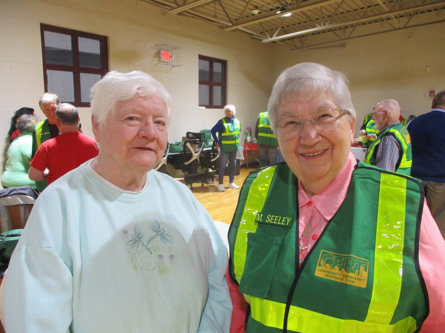 Sister Phyllis Wilhelm (left) and Sister Mary Frances Seeley are members of the Joliet Certified Emergency Response Team. May 22, 2025