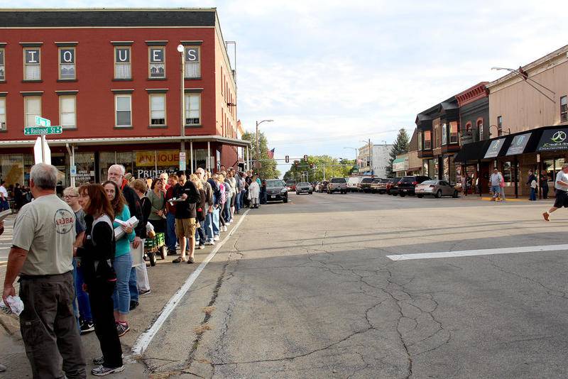 Those waiting to get into the Taste of Sandwich on Wednesday, Sept. 27, lined Main Street, many holding trays for the food provided by business and community leaders.