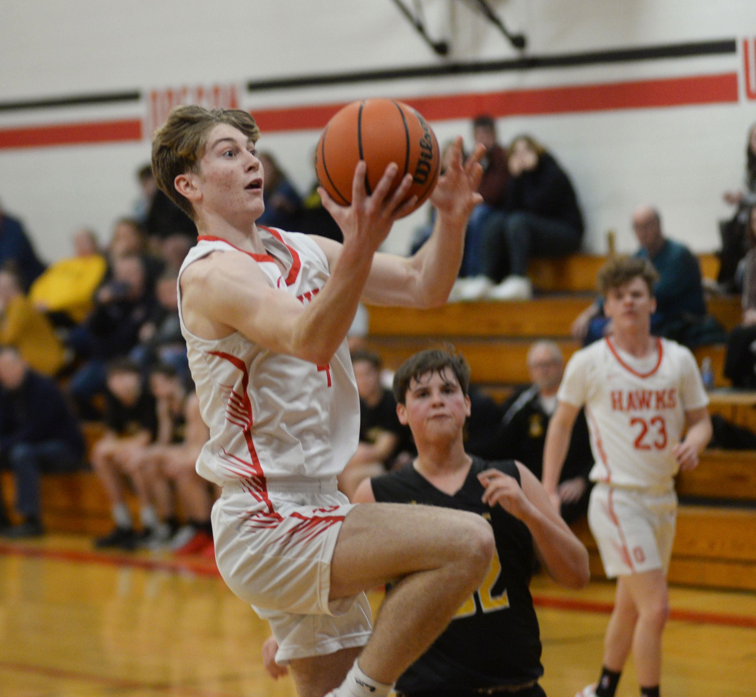 Oregon's Jameson Caposey drives the lane against Ashton-Franklin Center at the 62nd Forreston Holiday Tournament at Forreston High School on Saturday, Dec. 16, 2023.