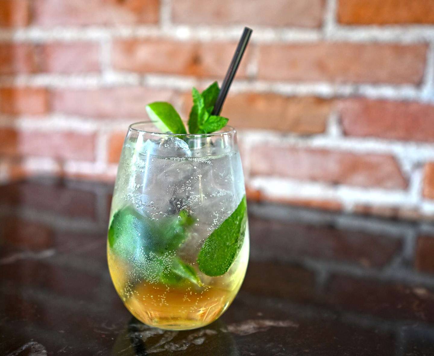 The Patten House Hugo spritz features an addition of mint and lime.