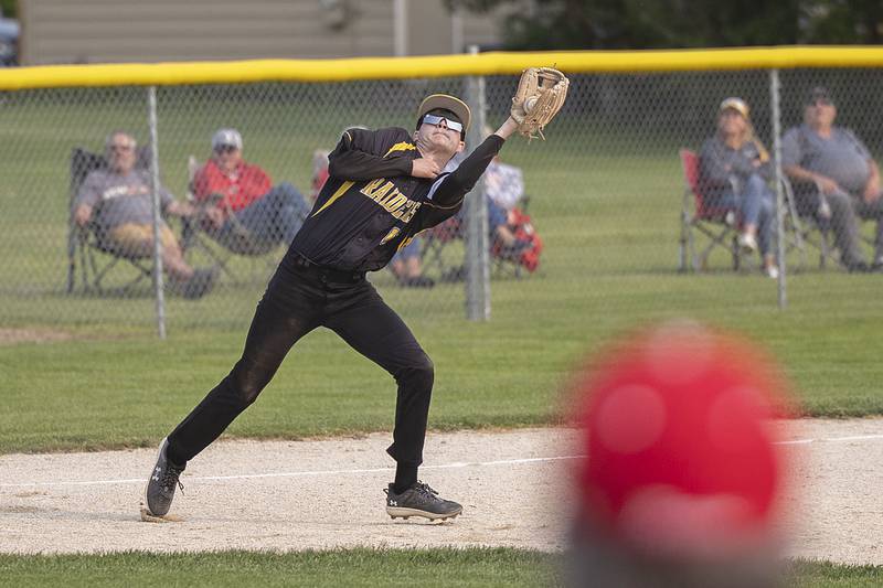 AFC’s Michael Cochrane hauls in a pop up against Morrison Wednesday, May 17, 2023.