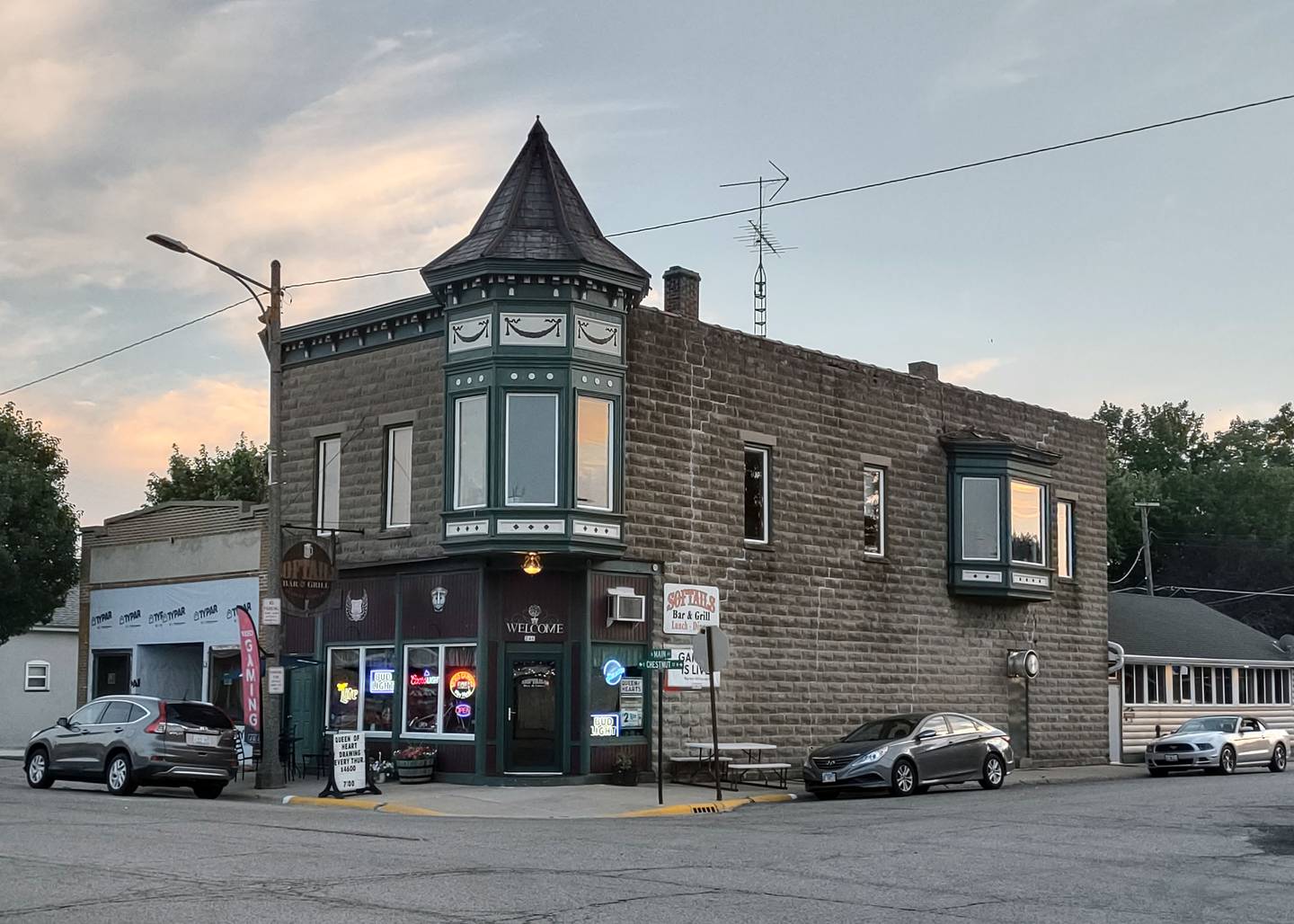 Softails Bar and Grill sits at the corner of Main and Chestnut streets in Ladd.