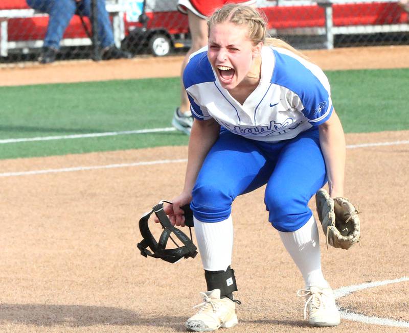 St. Charles North's Paige Murray reacts after the last out against Chicago Marist to win the Class 4A softball state championship on Saturday, June 11, 2022 at the Louisville Slugger Complex in Peoria.