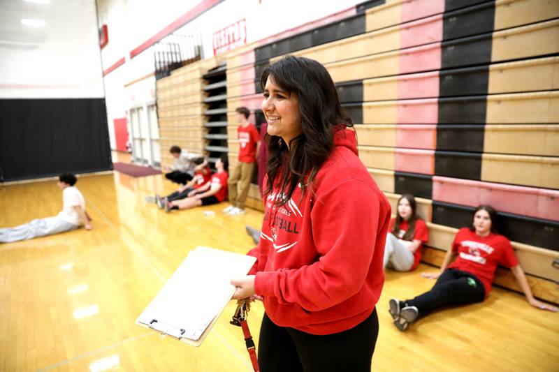 Clarissa Cooper teaches a physical education class at Yorkville High School.