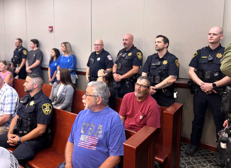 A large contingent of law enforcement were on hand Thursday, June 26, 2025, for the plea hearing for Nathan P. Sweeney, 45, of DeKalb, at the DeKalb County Courthouse in Sycamore. Sweeney pleaded guilty Thursday for driving under the influence on March 28, 2024, and causing a crash that killed DeKalb County sheriff‘s deputy Christina Musil.