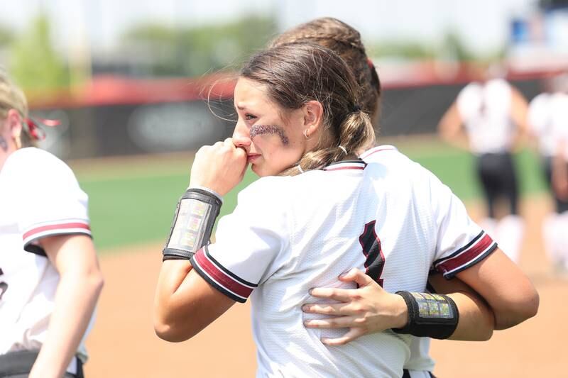 Antioch’s Jadynn Ruiz is consoled after the loss against Lemont in the Class 3A state championship game on Saturday, June 10, 2023 in Peoria.