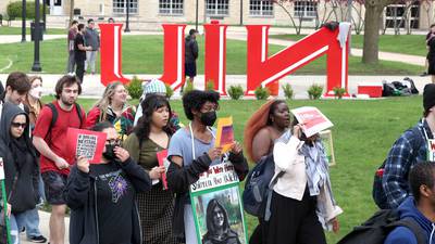 Protest at NIU in DeKalb calls for cease-fire in Israel-Hamas War