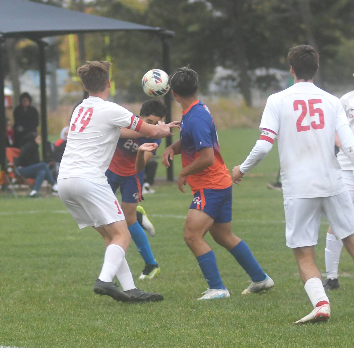 Genoa-Kingston's Max Rodriguez heads the ball in for a goal during regional action in Oregon on Friday, Oct. 14, 2022.