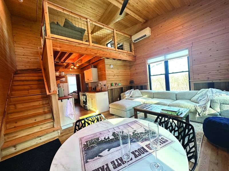 The Treehouses at Starved Rock include bedrooms, a kitchen and a living space.