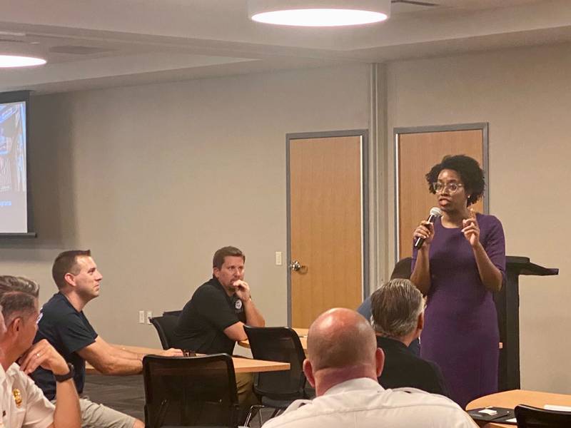 On Thursday, Rep. Lauren Underwood met with fire personal from across the 14th District met at the Illinois Valley Community College Conference Center  to express their concerns and ask how they can work together.