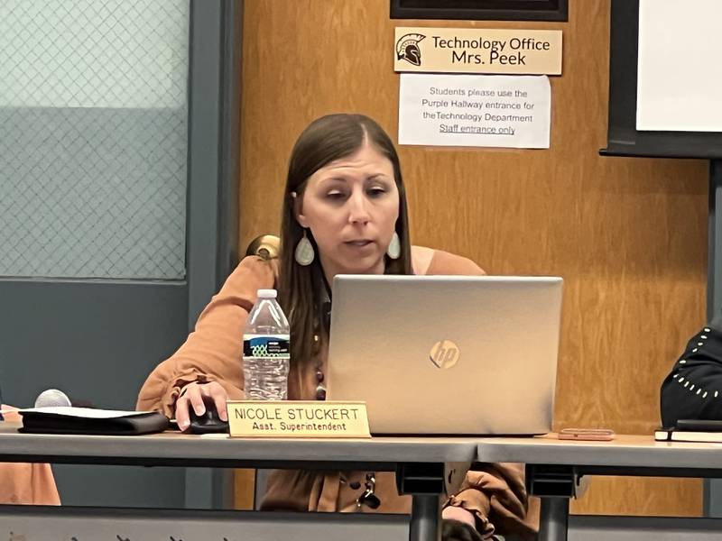 Assistant Superintendent for Business Services for Sycamore Community School District 427, Nicole Stuckert talks about the district's 2023 tax levy during an Oct. 25, 2022 Board of Education meeting.