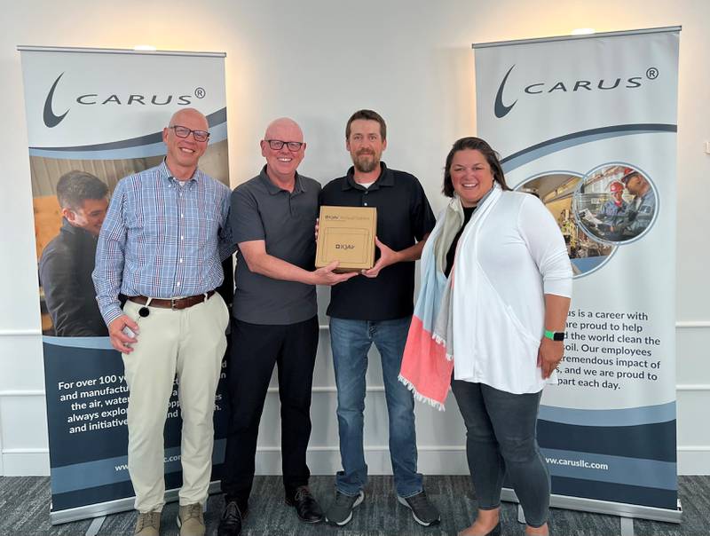 Pictured (L-R): Richard Landtiser, PhD, vice president of innovation, technology, and environmental health and safety, Andy Johnston, president & CEO, Joe Jeppson, Third Ward Alderman for LaSalle, and Lyndsay Bliss, vice president of human resources & communications