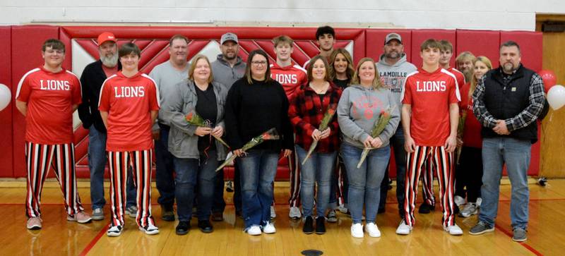 LaMoille honored seniors Tyler Billhorn, Rick Boege, Ed Fry, Jake Heinzeroth, Brayden Klein and Tate Sundberg in Tuesday's Senior Night game against Indian Creek.