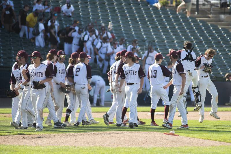 The Richmond-Burton Rockets beat Maroa-Forsyth 2-1 to advance to the title game in IHSA 2A baseball on Saturday.