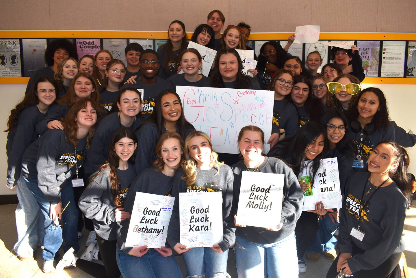 The entire Joliet West speech team gathers to send-off the state team on Feb. 21, 2025.