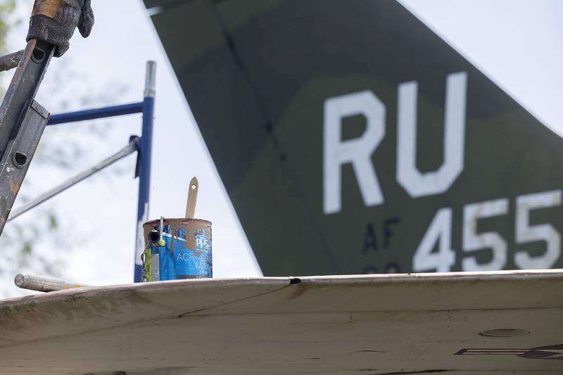 Balayti will need taller ladders to get to the tail section of the plane. “In my younger days I would have climbed all over this jet,” he laughed.