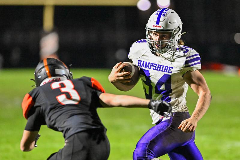 Hampshire's Cole Klawikoski attempts a run for the goal line late in the third quarter against Crystal Lake Central during their Fox Valley Conference game on Friday, Oct. 20, 2023 in Crystal Lake.