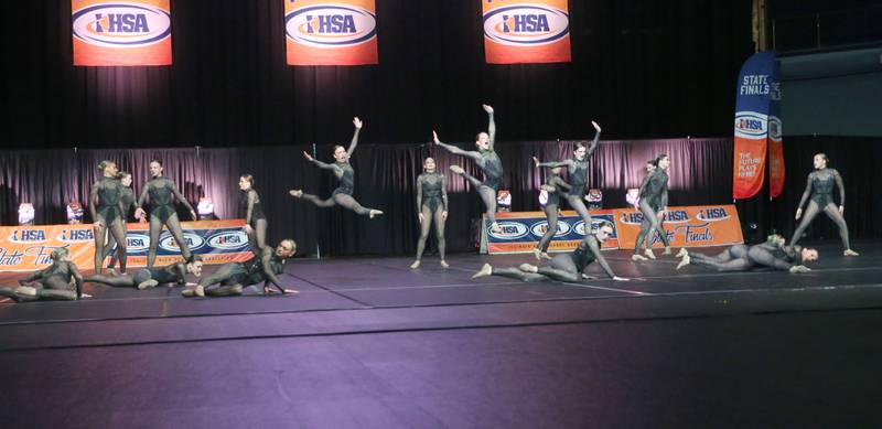 Members of the Sycamore dance team perform during the IHSA State Dance finals on Saturday, Feb. 1, 2025 at Grossingers Motor Arena in Bloomington.