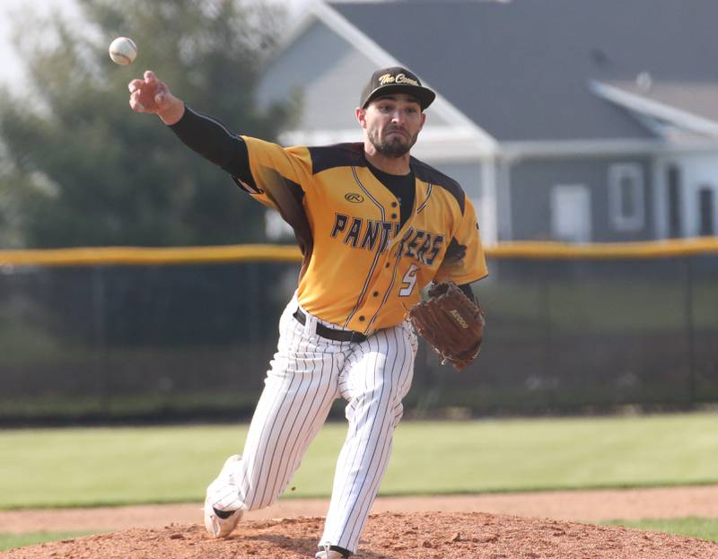 Putnam County's Jackson Mcdonald delivers a pitch to Henry-Senachwine on Tuesday, April 25, 2023 at Putnam County High School.