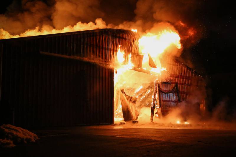 A large 60-by-100-foot barn in the 2800 block of Barreville Road was a “complete loss” after a fire Friday, Feb. 10, 2023, the Nunda Rural Fire Protection District said.