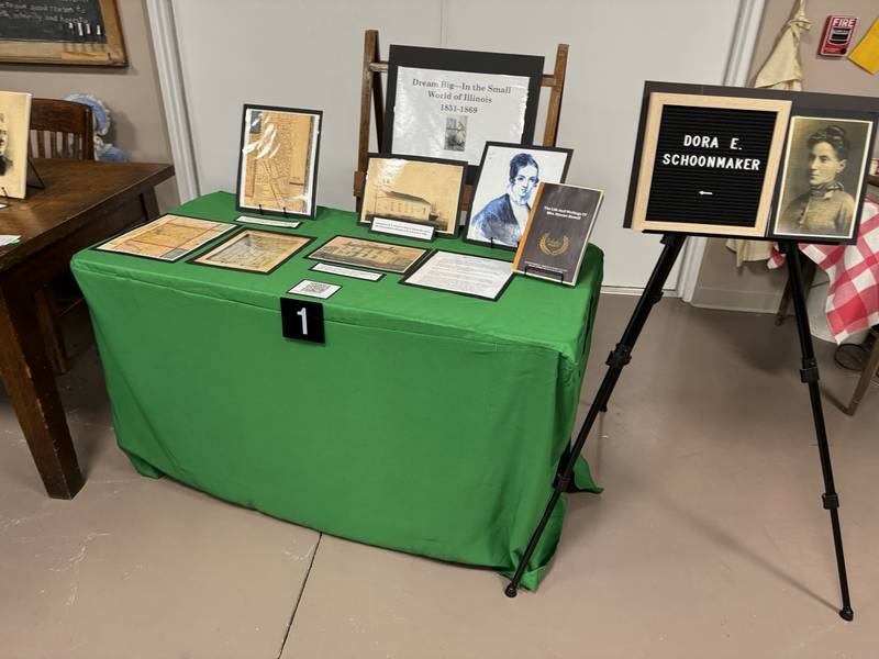 Part of the display on Dora E. Schoonmaker at the Grundy County Historical Museum.