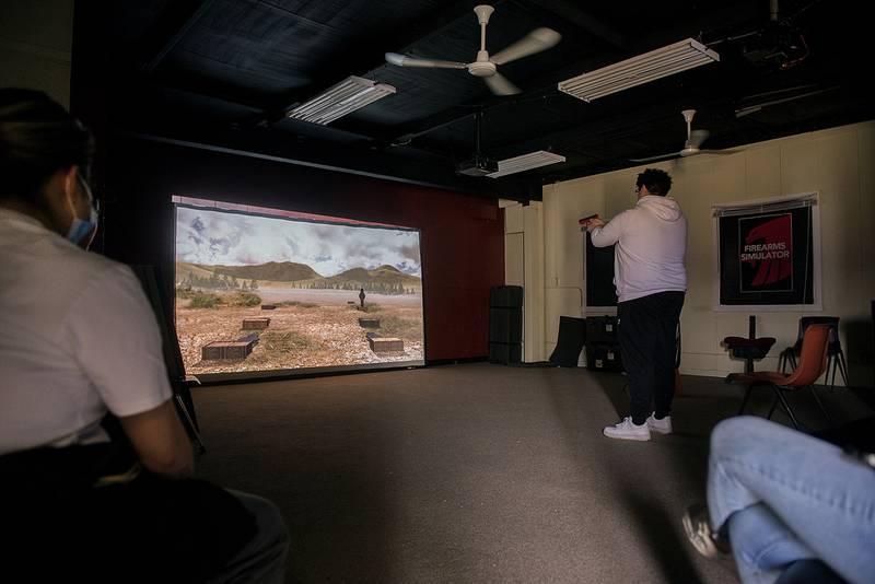 Sauk Valley College criminal justice student Anthony Escatel of Dixon works at a computer simulator at the school Wednesday, March 2, 2022. There have been talks of a police academy being located at SVCC.