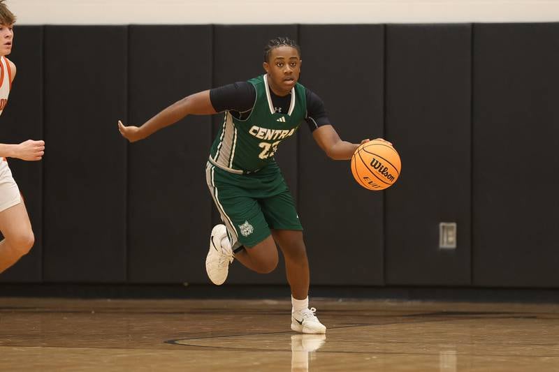Plainfield Central’s Elijah Nixon takes the rebound upcourt against Lincoln-Way West on Saturday, Jan 3, 2026 in New Lenox.