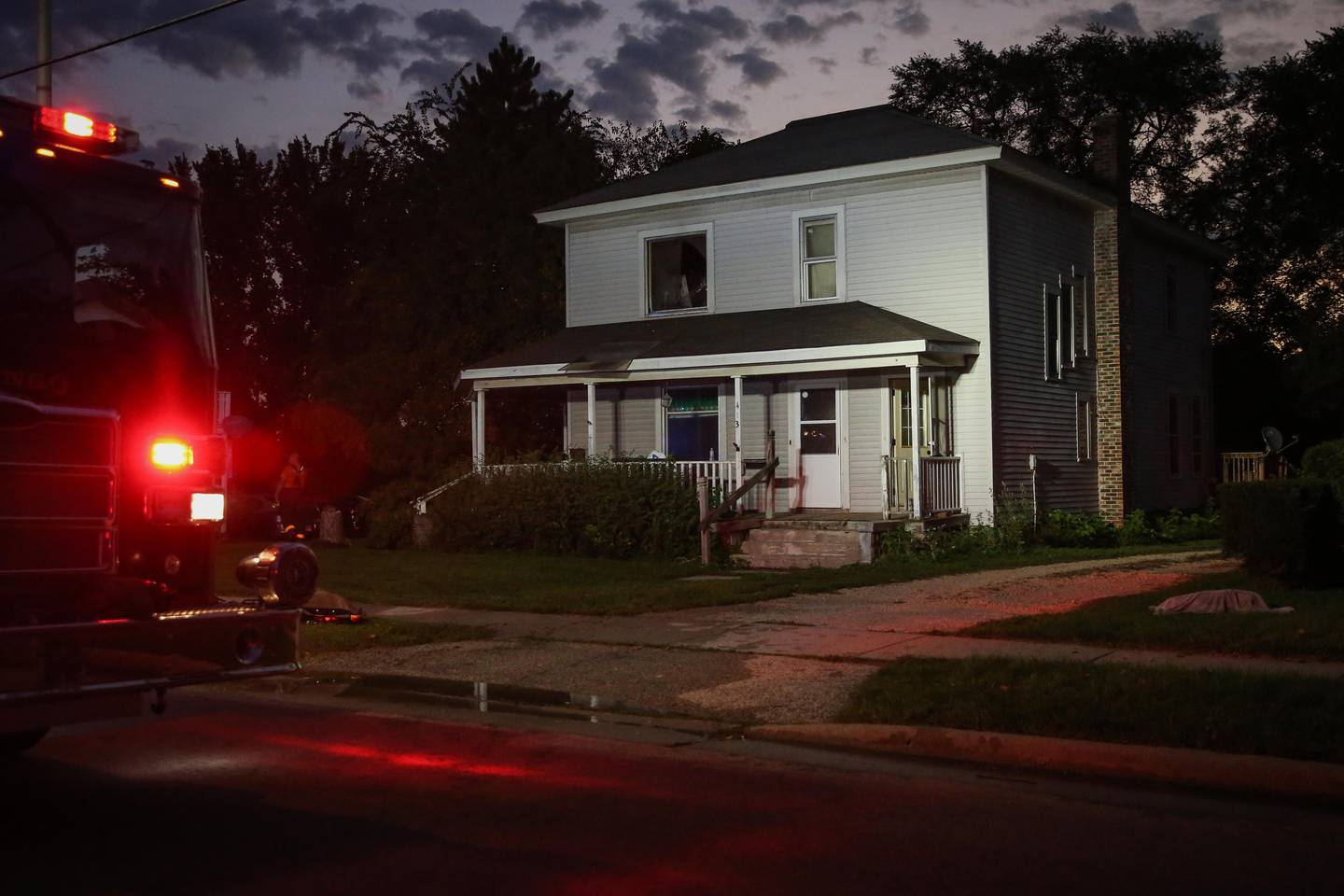 A dog was killed and four residents were displaced following a fire on Tuesday, Sept. 20, 2022, in Marengo.