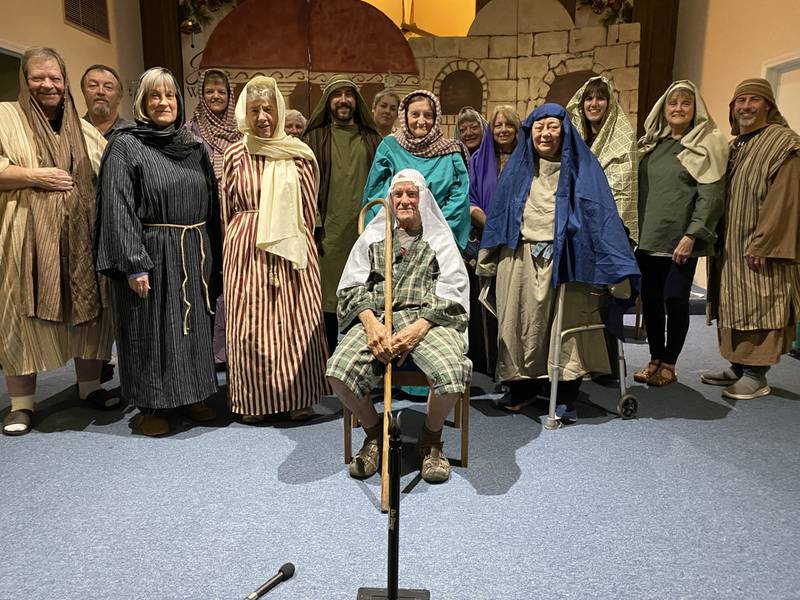 Choir members for the Princeton Bible Church Christmas Musical are Jerry King (from left), Jason Engel, Debbie Pease, Debbie Basile, Jody Bodamer, Grace Griffin, Paul Trotter, Chariss Hoffman, Jean Whaples, Max Wallace (front), Sandie Turpen, Shelley Barnett, Beverly Neff, Christina Eggers, Jan Skaggs and Rob Jensen.