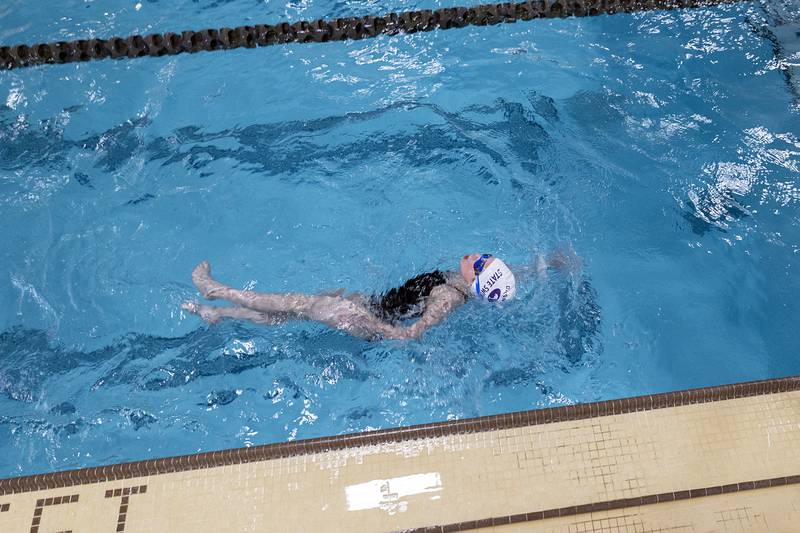 Dixon swimmers practice for the upcoming state championship in St. John, Indiana Monday, March 4, 2024.