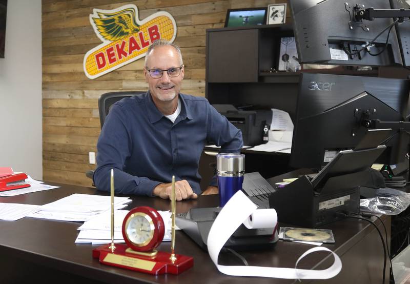 Jon Bockman, owner of Bockman’s Auto, Truck & Tire, in his office Friday, Aug. 2, 2024, at the location on Industrial Drive in DeKalb.