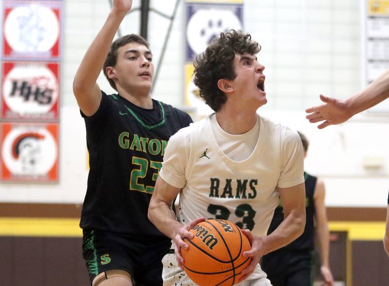 Grayslake Central’s Mitchell Ross moves the ball against Crystal Lake South during Hinkle Holiday Classic varsity boys basketball tournament action on Thursday, Dec. 26, 2024 at Jacobs High School in Algonquin.