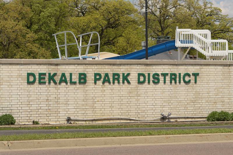 DeKalb Park District sign at Hopkins Park in DeKalb, IL