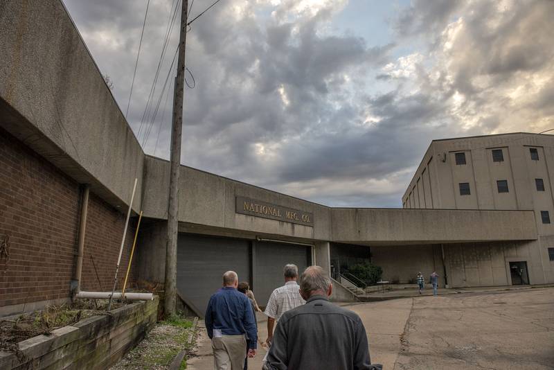 The Sterling Riverfront Commission, which conducted tours such as this one in October, is seeking the public’s input on ideas to revitalize the National and Lawrence Bros. buildings.