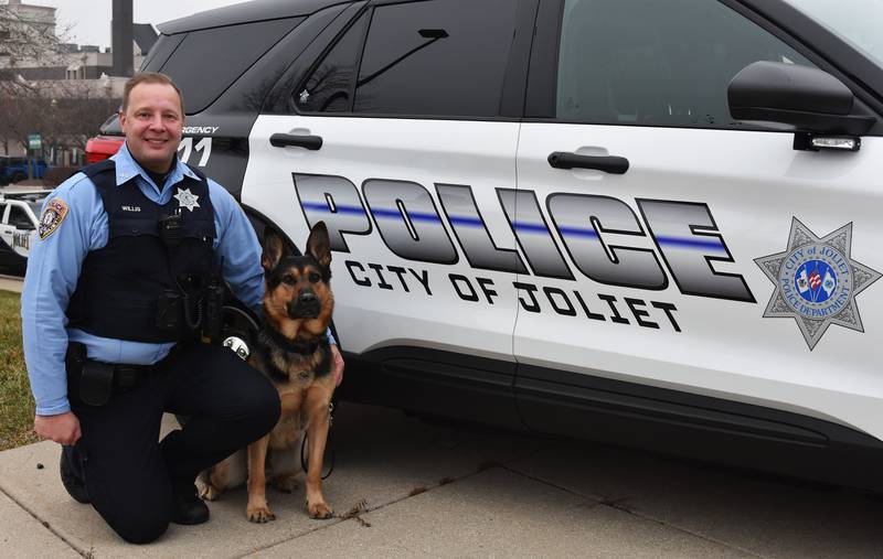 Joliet police K-9 Officer Daniel Willis with his partner Ady. Willis died Tuesday, Aug. 11, 2025, the Joliet Police Department announced.