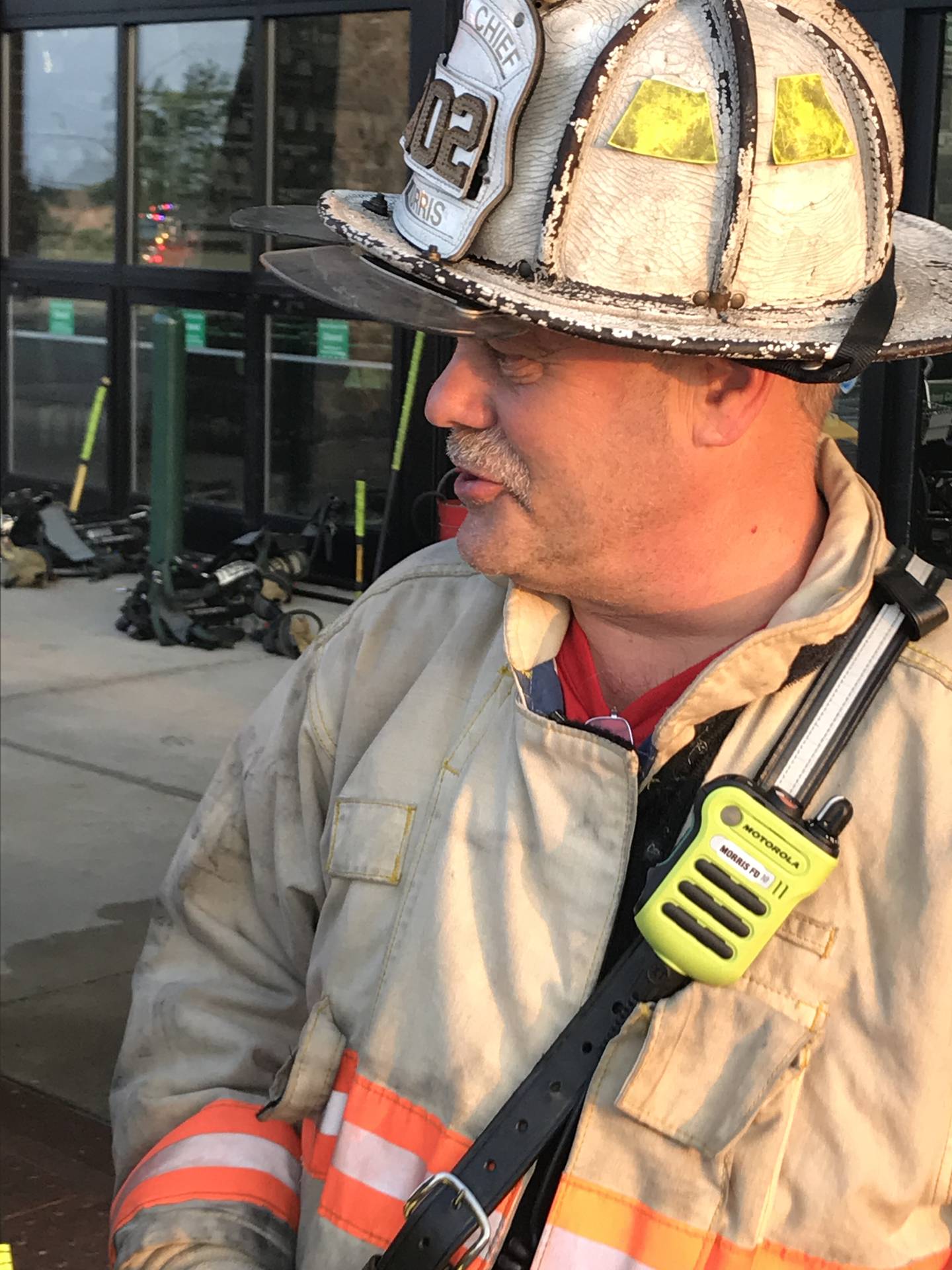 Deputy Chief Bob Wills outside a fire in Morris.