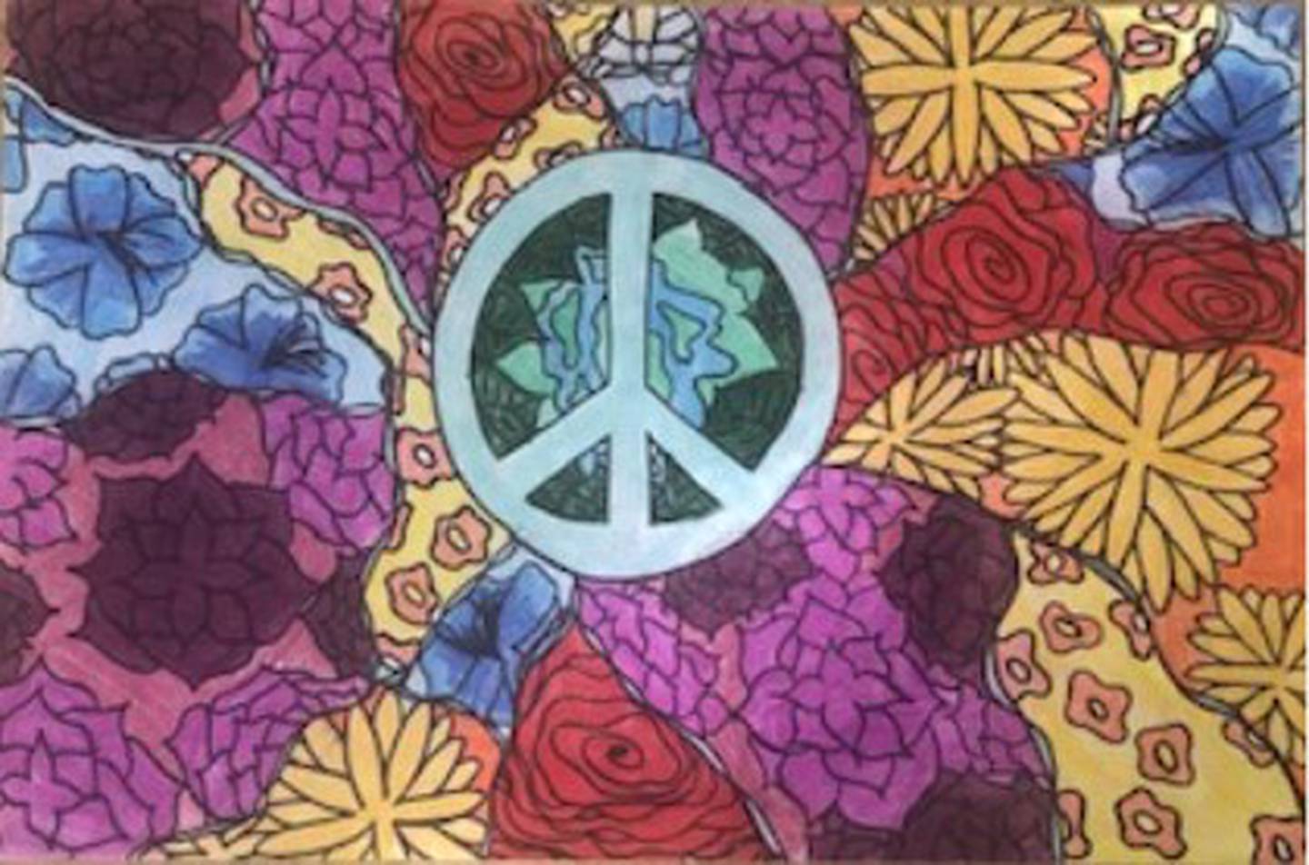 Nelly Hernandez, 12, a student at Washington Junior High School in Joliet, created this poster for the 2022-2023 Lions lnternational Peace Poster contest.