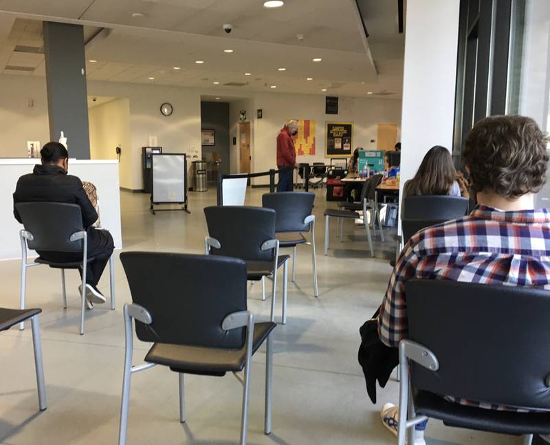 Newly vaccinated Waubonsee Community College staff, students and area residents at the COVID-19 vaccine clinic held on the college's Sugar Grove campus Wednesday, Dec. 8, 2021.