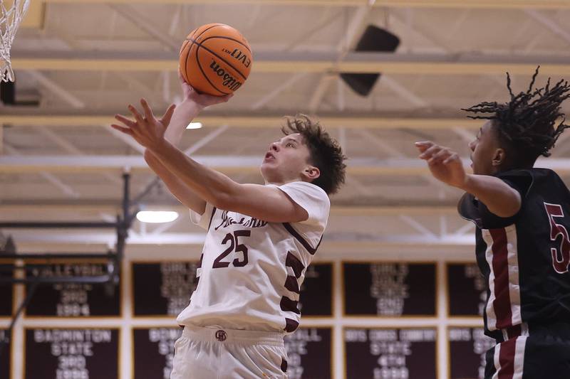 Lockport’s Kajus Zubelis puts up a shot against Plainfield North on Friday, Jan. 3, 2025 in Lockport