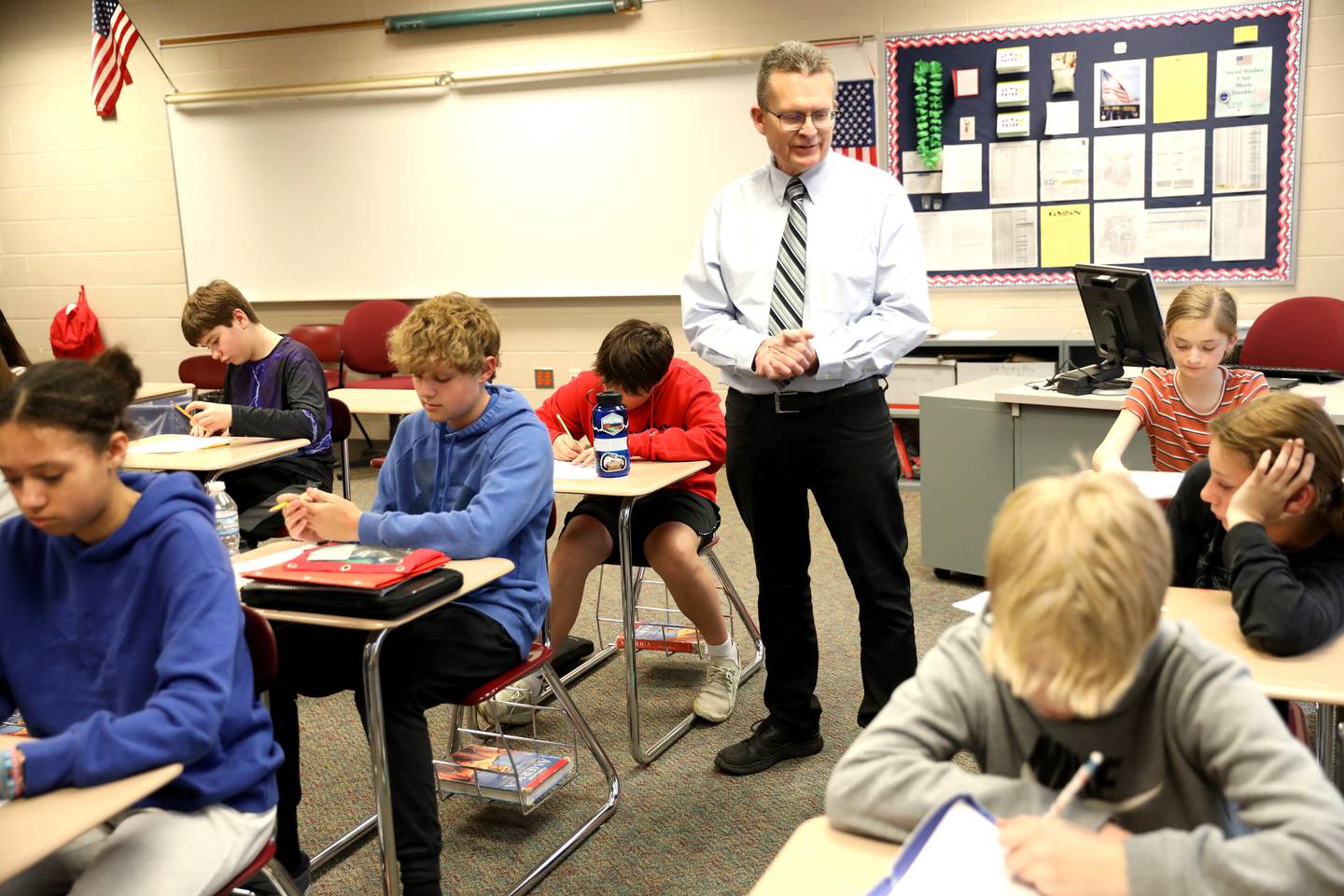 Geneva Middle School North’s James Cook teaches social studies, American history and the Constitution as well as coaching track. Cook will be retiring this year after 26 years with the district.