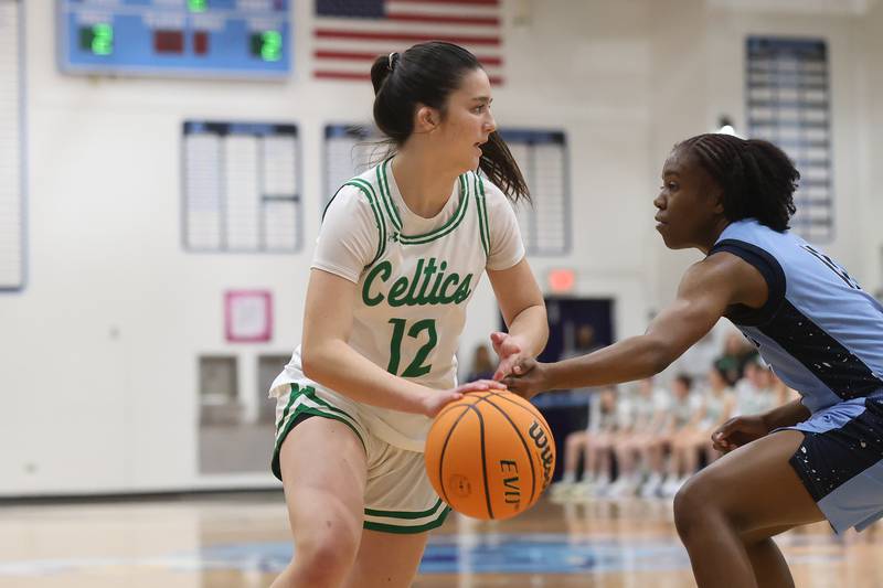 Providence’s Meredith LaMonte makes a move against Hillcrest in the Class 3A Hillcrest Sectional championship game on Thursday, Feb. 26, 2026 in Hillcrest.