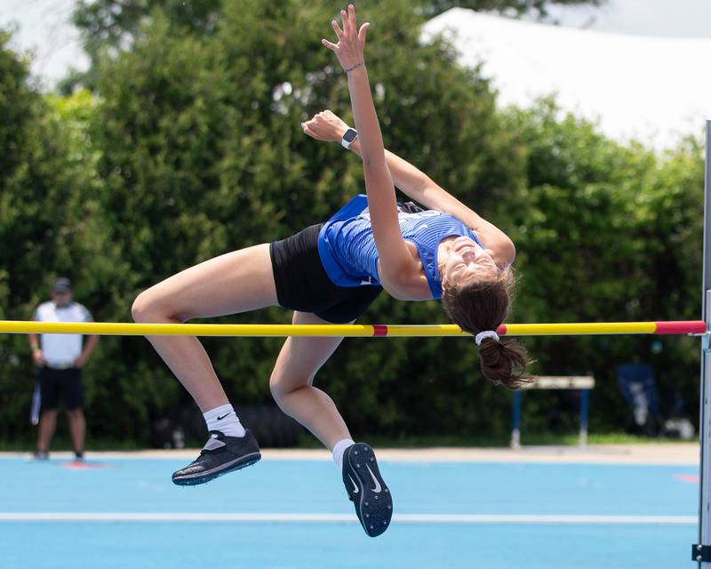 St. Charles North's Natalie Buratczuk competes in the Class 3A High Jump during IHSA Girls State Track and Field Finals.